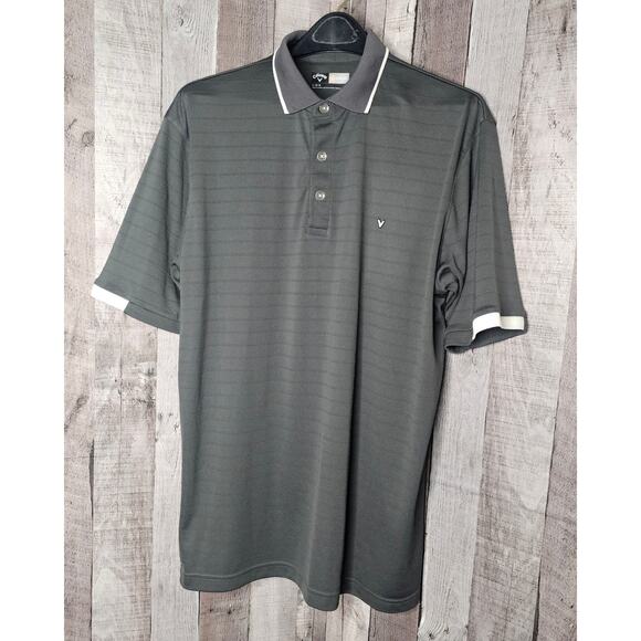 CALLAWAY Opti-Dri Golf Short Sleeve Polo SHIRT Gray White Men's size Large - Picture 1 of 5